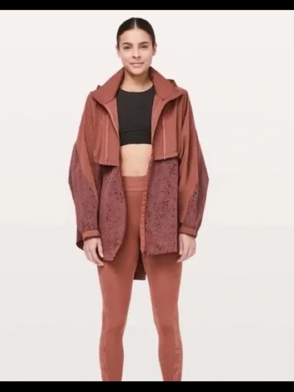 lululemon x Soul Cycle Ride & Reflect Active Zip-Front Rain Jacket in Rust